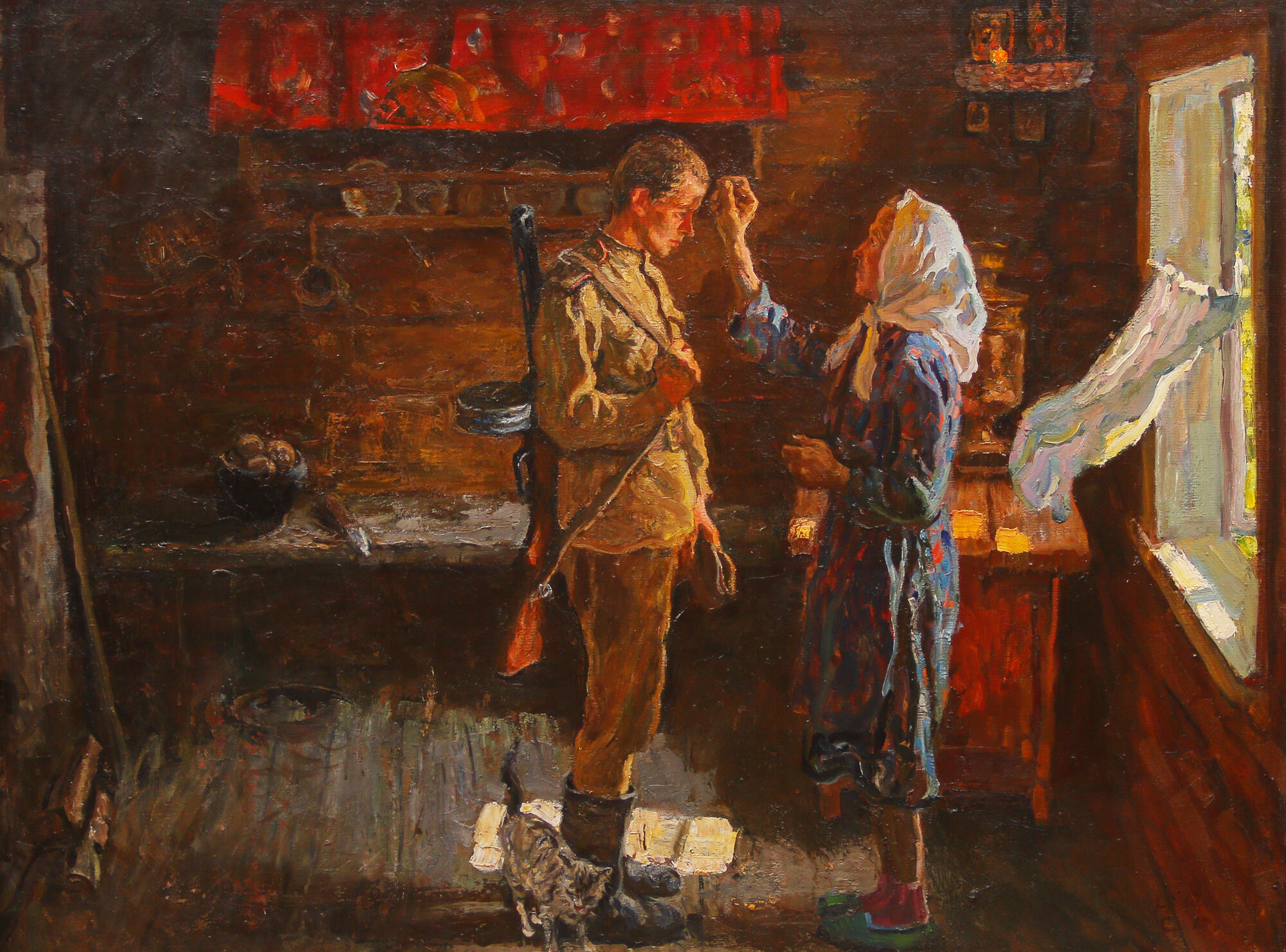 Мать благословляет сына. Художники братья Ткачевы "май 1945 года". Братья Ткачевы Брянск картины.